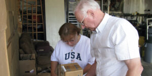 Jerry Winstead reviewing supplies in Malawi